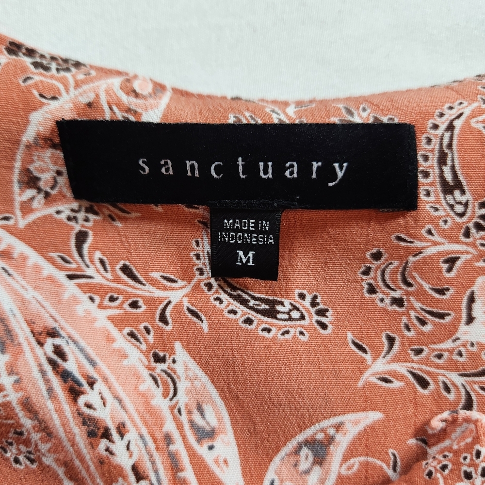 Sanctuary Isabella Maxi Dress | Size M | Peach Pink Floral Paisley Button-Front - Picture 8 of 13